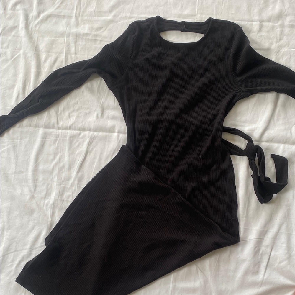 Who What Wear Cotton Midi Black Dress